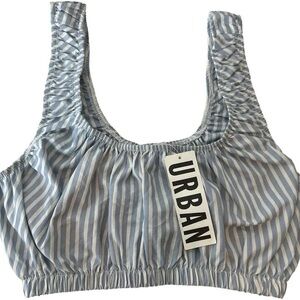Urban Outfitters Blue and White Striped Crop Top